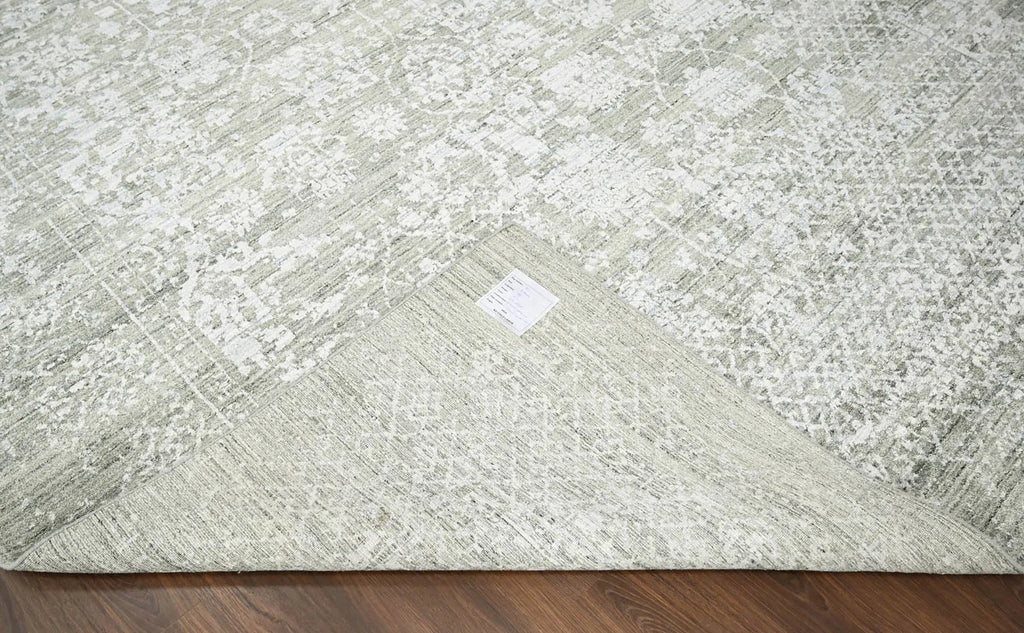 8x10 Gray, Beige Hand Knotted 100% Wool Modern & Contemporary Oriental Area Rug-2