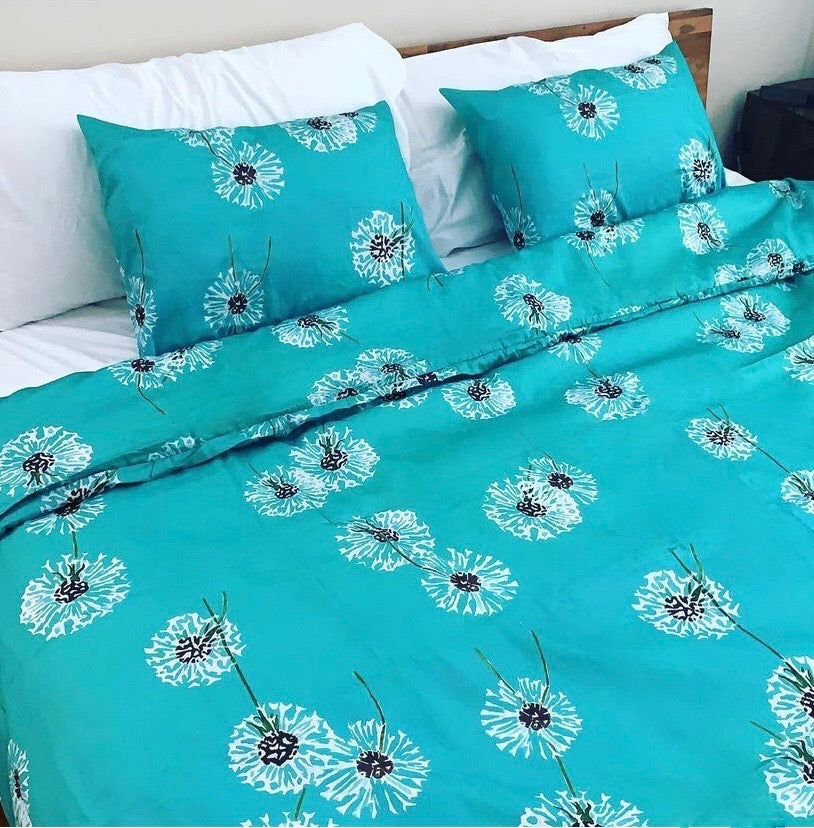 Duvet Cover: Dandelions on Aqua