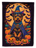 Australian Terrier Witchy Halloween House Flag-0