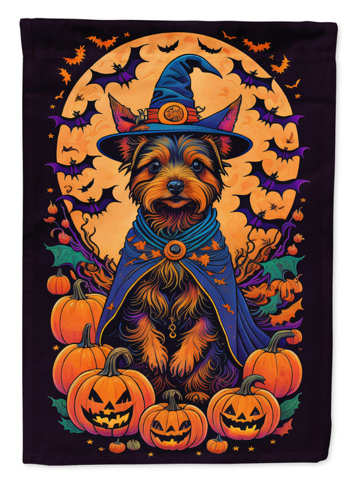 Australian Terrier Witchy Halloween House Flag-0