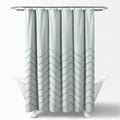 72-inch Pastel Blue Chenille Cotton Shower Curtain with Chevron Pattern-0