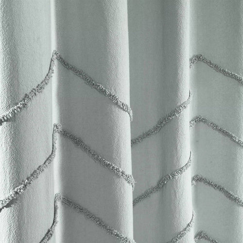 72-inch Pastel Blue Chenille Cotton Shower Curtain with Chevron Pattern-1