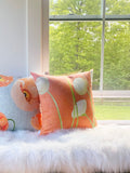 Throw Pillow: Cream Flowers on Orange