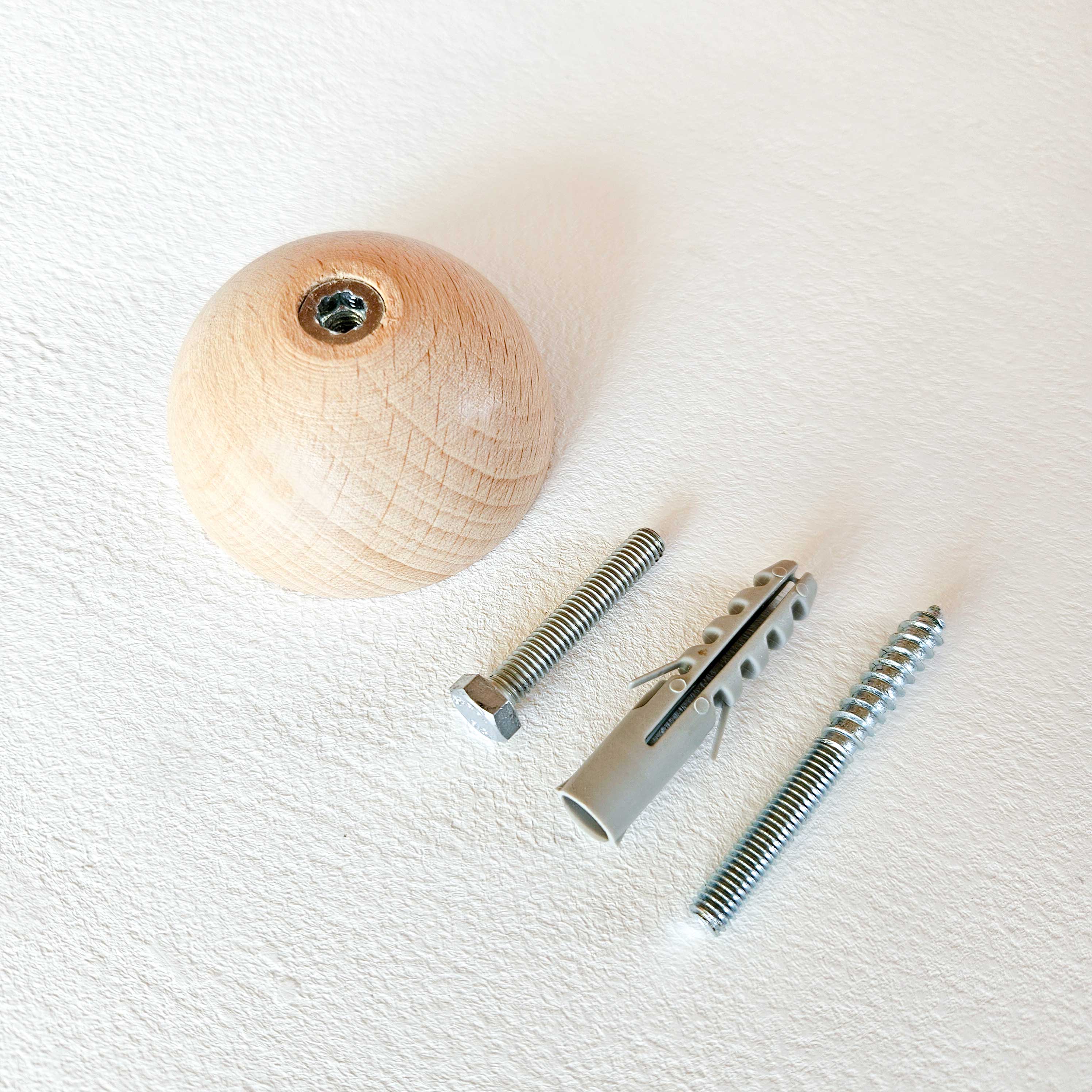 Round Beech Wood Coat Hook/Knob - Set of 2