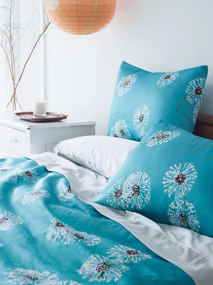 Duvet Cover: Dandelions on Aqua