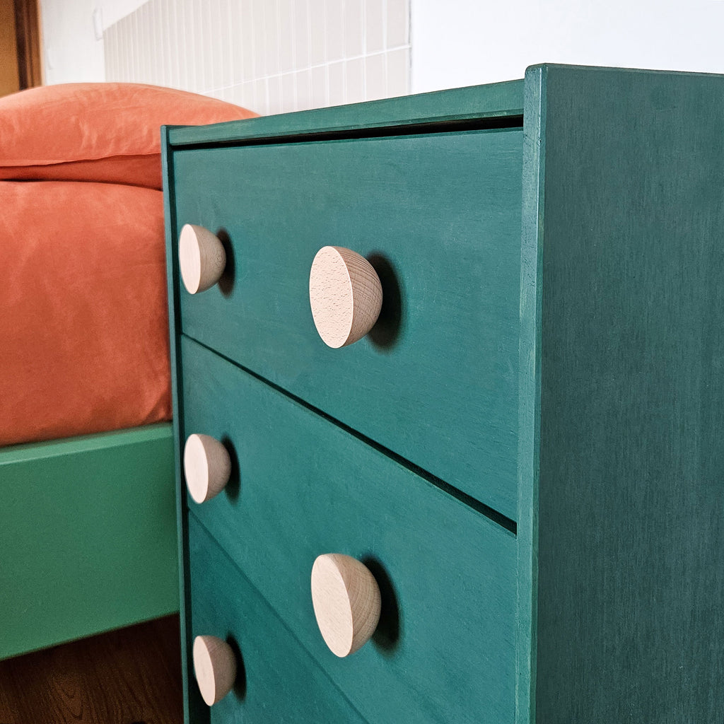 Round Beech Wood Coat Hook/Knob - Set of 2