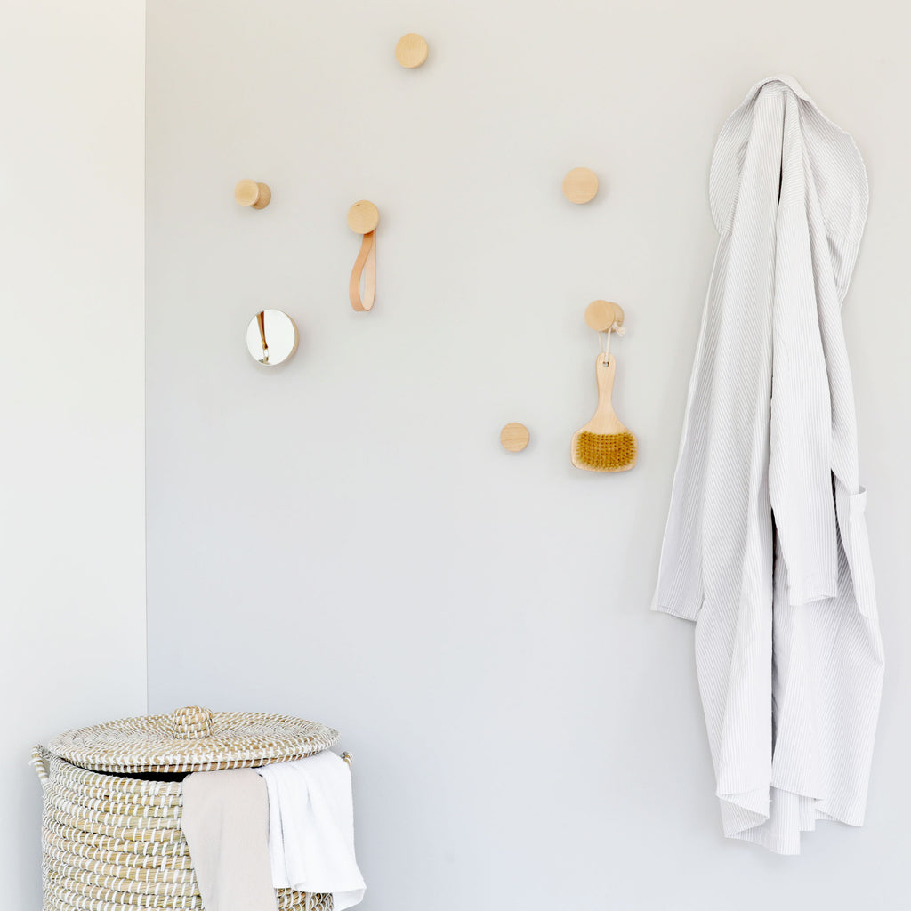 Beech Wood Hook + Leather Accessory Strap - Set of 2