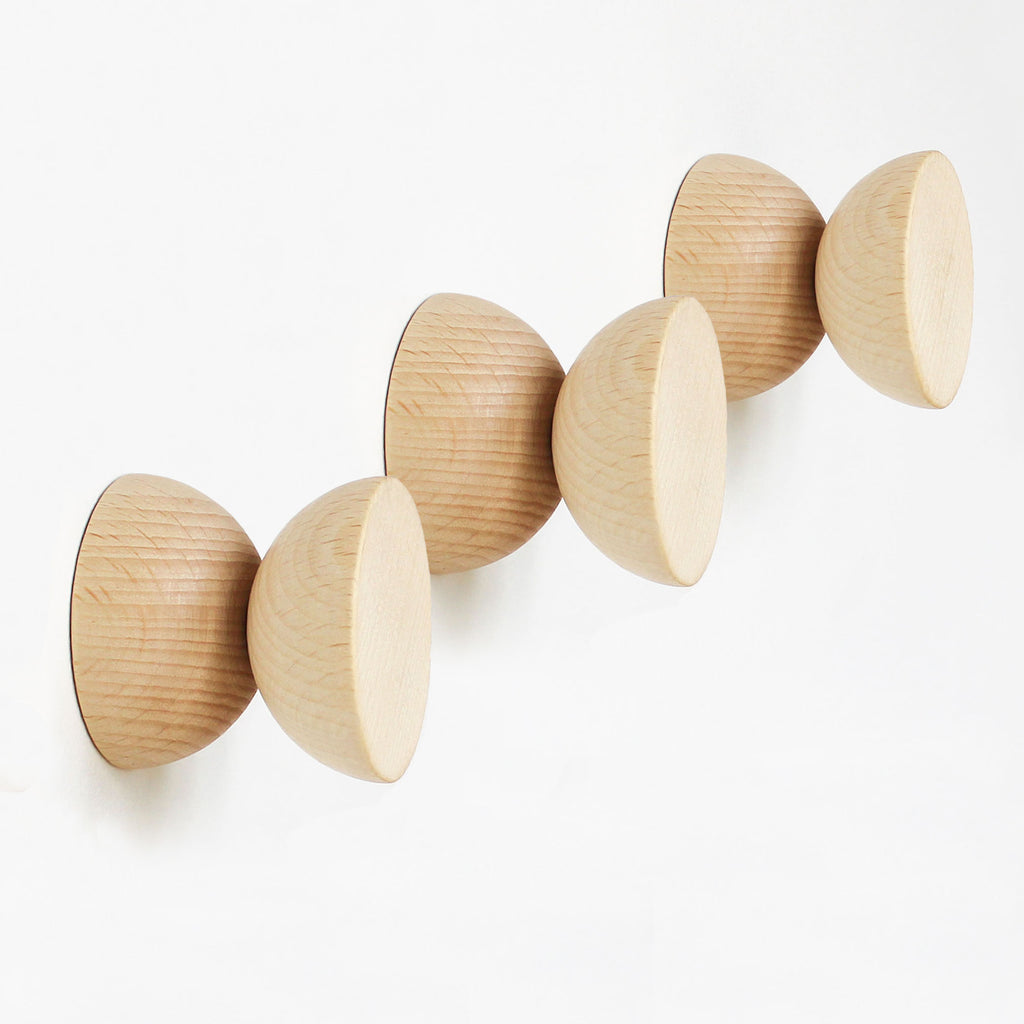 Geometric Beech Coat Hook - Set of 3