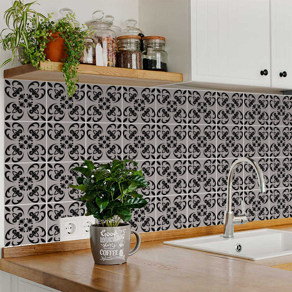 Gray and Black pattern dark Backsplash for background renovation Tiles Model - SB29-2