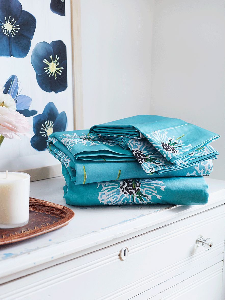 Sheet Set: Dandelions on Aqua
