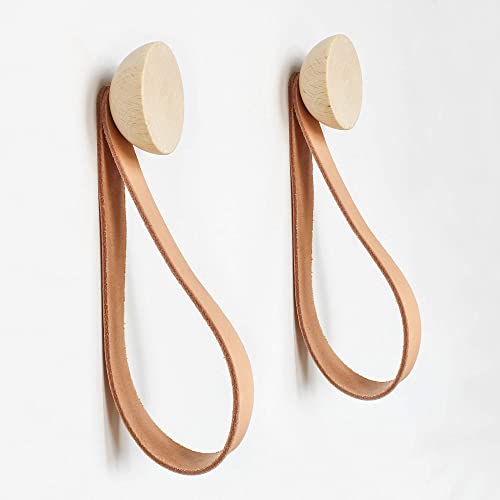 Beech Wood Hook + Leather Accessory Strap - Set of 2